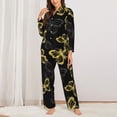 thumbnail image 3 of Bingfone Womens Pajama Sets Golden Glitter Butterflies Print,Long Sleeve Loungewear Pajamas Set-Small, 3 of 9