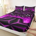 thumbnail image 3 of Manfei Black Game Console Twin Sheet Sets, Gamer Fitted Sheet, Purple Black Flat Sheet, 3-Piece Breathable, 3 of 7