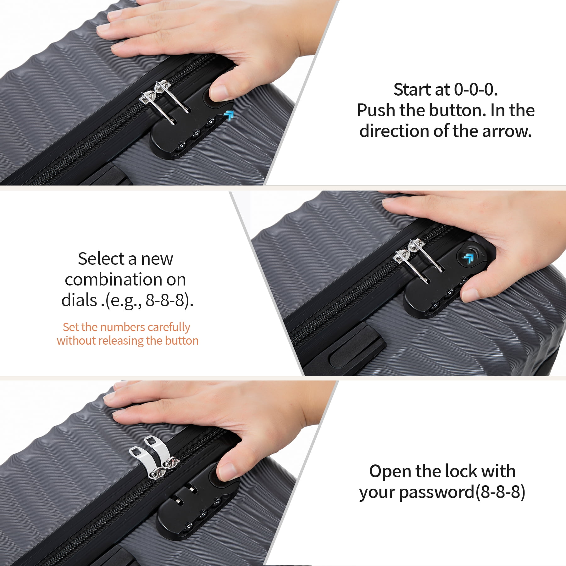 Rosamo Luggage Sets 3 Piece, HardsideTravel Suitcase with Spinner Wheels 20/24/28" , Carry on Luggage with TSA Lock(Grey)