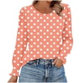 thumbnail image 1 of HAiming Chemises à Pois pour Femmes Décontractées à Col Rond Hauts à Volants Plissés Blouse Basique Chic T-Shirts de Travail, 1 of 5