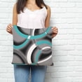 thumbnail image 2 of Turquoise Geometric Pillow Covers 26x26 Inch Decorative Throw Pillow Cover, Grey Classic Abstract Lines Striped Sofa Pillowcases Accent Cushion Case Home Decor Bedroom Living Room, 2 of 6
