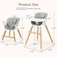 Cowiewie Wooden High Chair, 3in1 Baby High Chair, Low Chair and Toddler Chair, with Adjustable