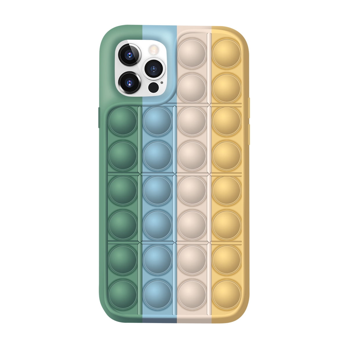 Fidget Toys Phone Case,Push Poping Bubble Silicone Protecive Phone Case for iPhone7/8/7Plus /8Plus/ X/XS/ XR/XS MAX/11/11Pro/11ProMAX/12/12Pro/ 12ProMAX(Green-Gold)