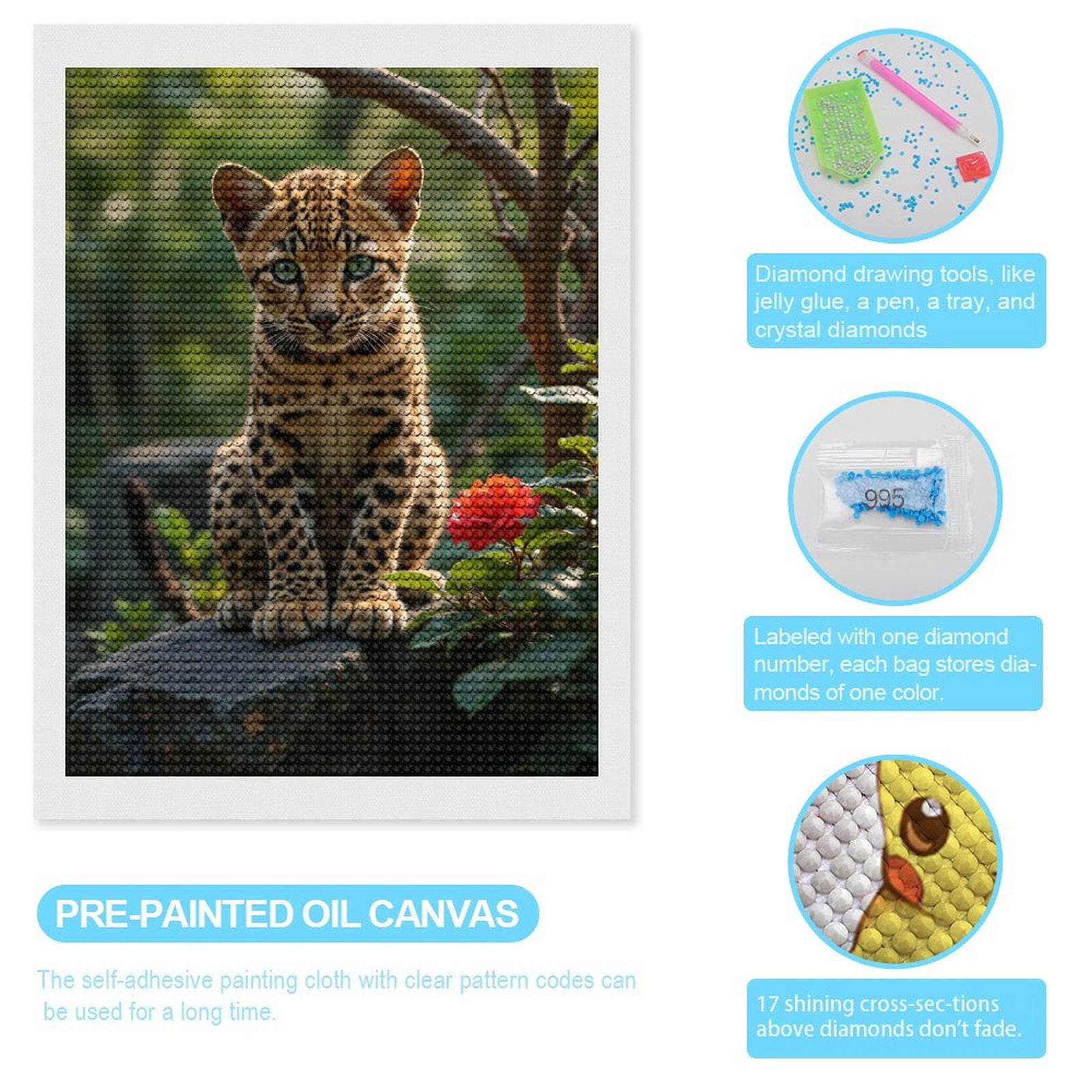 Diamond Art Kits for Adults, Spotted Cat Garden Flower Scene 5D Diamond Painting Kits for Adults Beginners, DIY Full Drill Diamond Painting, Gem Art and Crafts 12x16