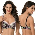 thumbnail image 3 of Curve Muse Women's Plus Size Underwired Unlined Balconette Cotton Bra-3Pack-Blue,Dk Pink, Blk Print-34C, 3 of 7