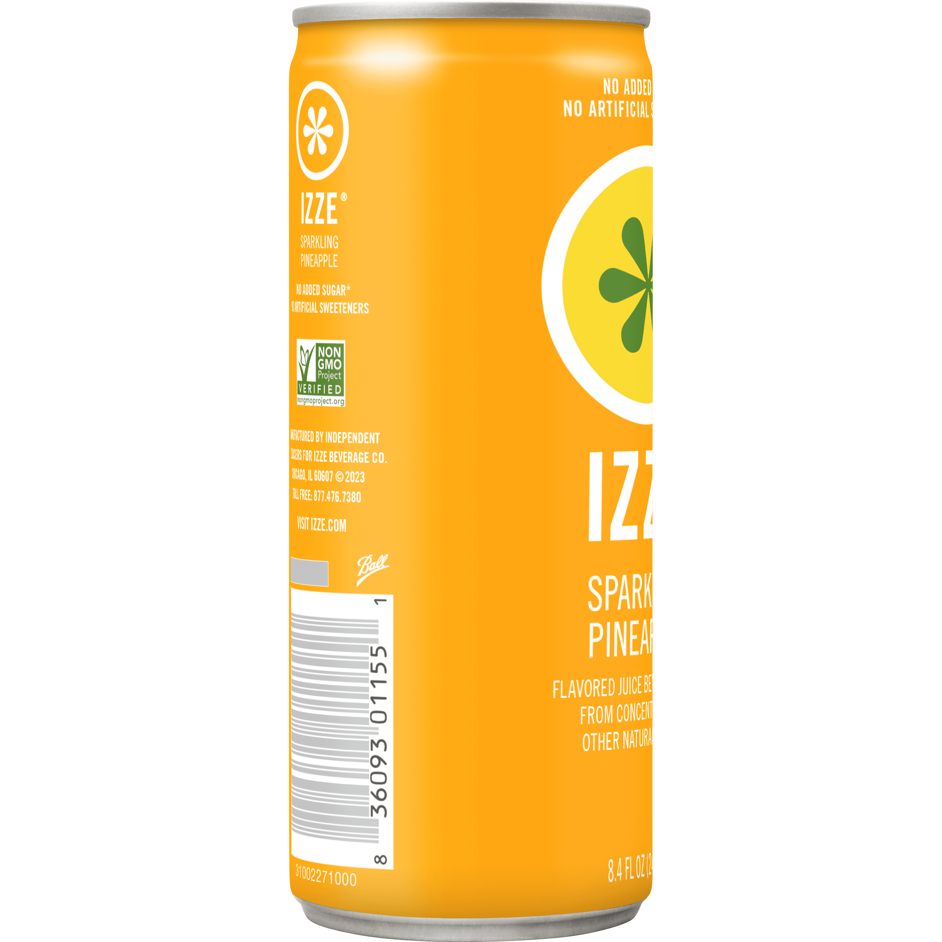 (24 pack) Izze Can Sparkling Juice Pineapple, 8.4 fl oz can