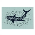 thumbnail image 2 of Shark Cutting Board, of Adventure Words over a Fish Body Wildlife Grunge Design, Decorative Tempered Glass Cutting and Serving Board, Large Size, Indigo Pearl, by Ambesonne, 2 of 5