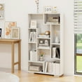 thumbnail image 2 of Topbuy Geometric Bookshelf 47-Inch Bookcase w/ Multiple Open Shelves Anti-Tipping Devices Freestanding Book Storage Organizer White, 2 of 9