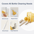 thumbnail image 4 of Smasener Bottle Brush Set, 6-in-1 Baby Bottle Cleaner Kit with Sippy Cleaner, Nipple Brush, Straw Brush, Soap Dispenser, Portable Drying Rack, Baby Travel Essentials Available, Brown and White, 4 of 6