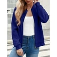 thumbnail image 5 of Women'S Zip Up Cardigan Sweater Hoodies Long Sleeve Jacket Outfits Crewneck Casual Coat Blue M, 5 of 8