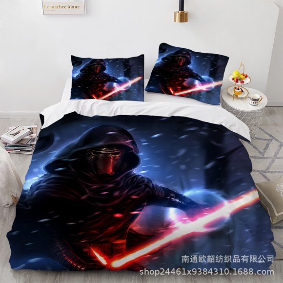 Black Samurai Star Wars 3D Quilt Cover, Bedding Three-Piece Set, Soft Microfiber, Duvet Cover-Youyoupin