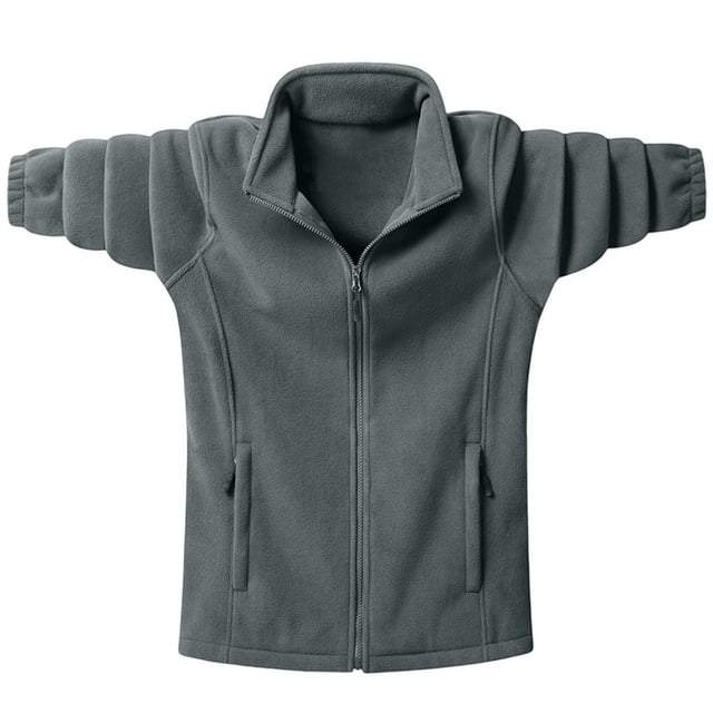 PEONAVET Mens Jacket Men's Solid Color Pocket Zipper Cardigan Long Sleeved Stand Up Collar Wool Jacket