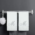 thumbnail image 5 of BC BARE COTTON 85-713-852-101 Bath Towel, Script Initial Medium-(Set of 2), White & Silver 2 Count, 5 of 5