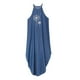 thumbnail image 4 of Vestido HUOGUO de mezclilla sin mangas con estampado de cuello halter, holgado, talla grande, 4 of 5