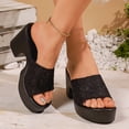 thumbnail image 6 of Eltusu Women Slide Sandals, Casual High Heel Open Toe No Slip Ladies Shoes Black Size 7, 6 of 9