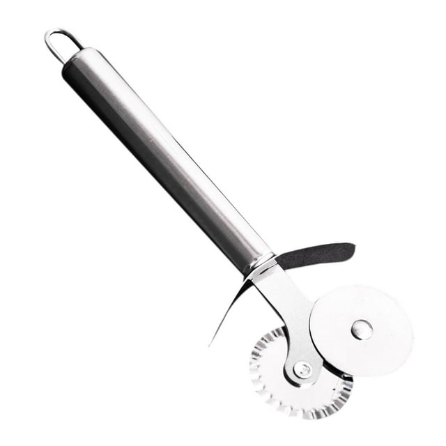 veasfak Pizza Cutter Wheel with Ergonomic Handle with Double-Sides Blade Smooth Rotating Double wheel cutter