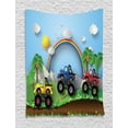 thumbnail image 1 of Monster Truck Tapestry, Graphic Colorful Monster Trucks Racing on Skid Trail in Exotic Environment, Wall Hanging for Bedroom Living Room Dorm Decor, 40W X 60L Inches, Multicolor, by Ambesonne, 1 of 2