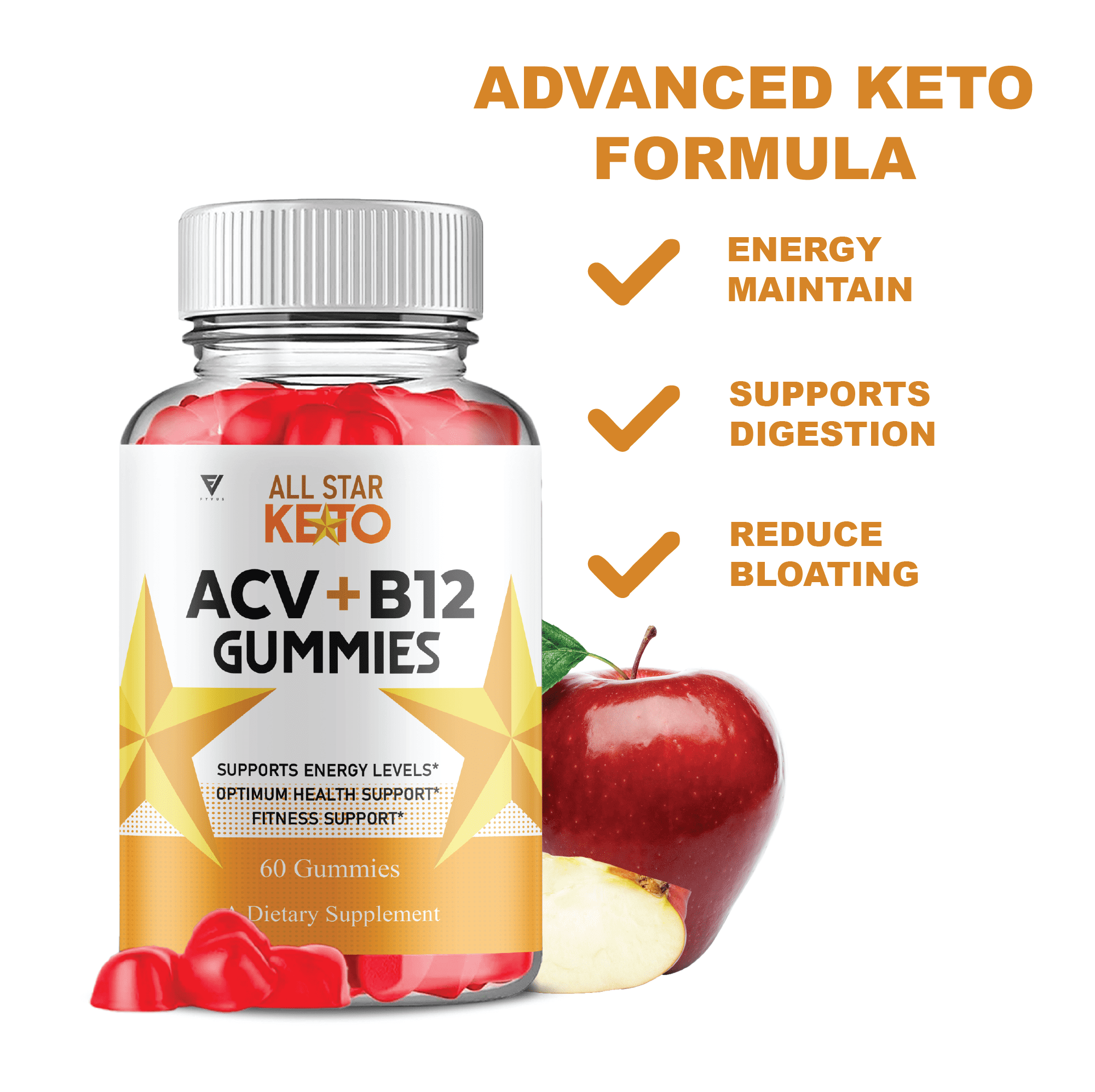 (2 Pack) All Star Keto ACV Gummies, AllStar Advanced Keto ACV Overall Health Formula (120 Gummies)