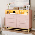 thumbnail image 3 of TROPOW Commode Grand pour Chambre avec Station de Recharge, Commode à 6 Tiroirs avec Lumières DEL, Armoire de Rangement Moderne Grande Capacité, Commodes et Chiffonniers en Bois pour Garde-Robe, Rose, 3 of 8