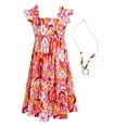 thumbnail image 1 of Jowowha Robe d'Été Décontractée Sans Manches à Fleurs pour Filles avec Collier pour Fête Rouge 150, 1 of 7
