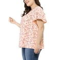 thumbnail image 5 of Unique Bargains Women's Plus Ruffle Short Sleeve Keyhole Chiffon Blouse Top Pink 1X, 5 of 8