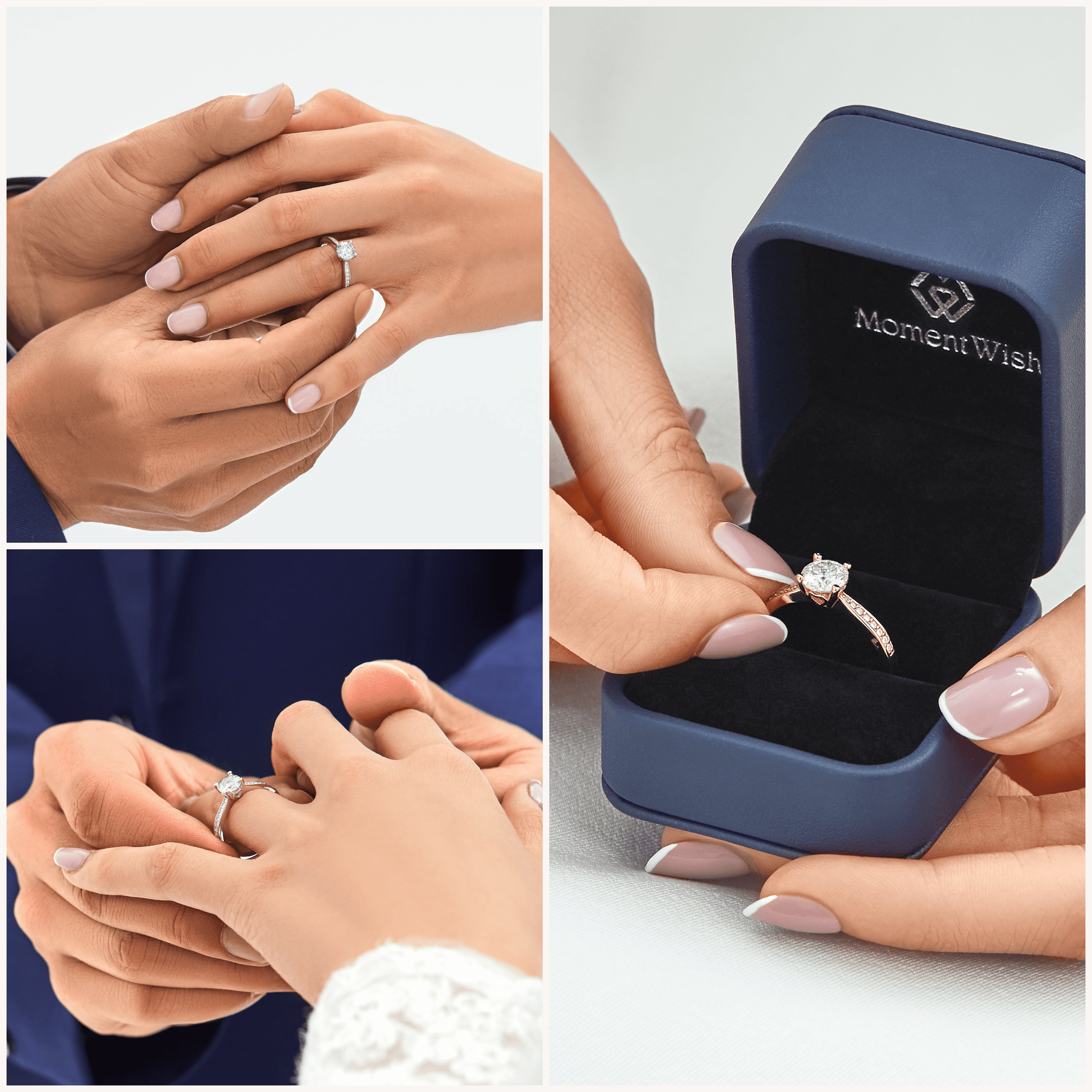 MomentWish 14K Rose Gold Plated Wedding Rings 1 Carat Moissanite Engagement Rings for Women Promise Rings Size9