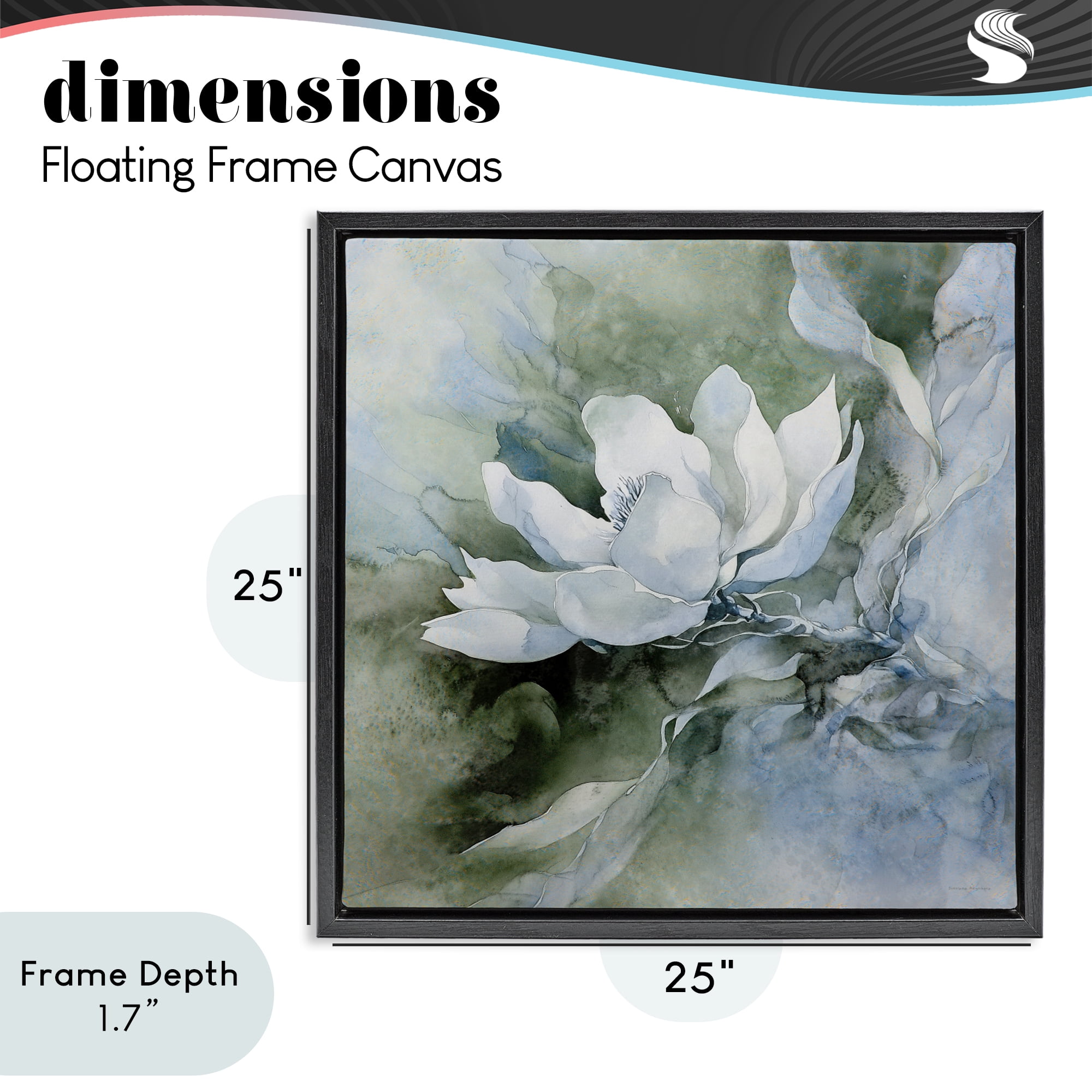 Stupell Industries Fluid Whimsical Flower Black Framed Floater Canvas Wall Art, design by Svetlana Aleynikova