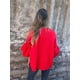 thumbnail image 5 of Chaqueta de Traje Informal Elegante con Abertura Frontal, Acampanada y Mangas 3/4 para Mujer. Rojo S, 5 of 7