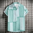 thumbnail image 4 of Mens Spring Summer Outdoor Shirts Short Sleeve Button Down Striped Shirts Lightweight Vacation Beach Shirt Mint Green XXL, 4 of 6