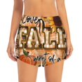 thumbnail image 2 of Balery I Love Fall Most Of All Pantalones cortos deportivos para mujer con forro y dos bolsillos, elásticos, para entrenamiento, gimnasio, yoga-XX-Large, 2 of 7