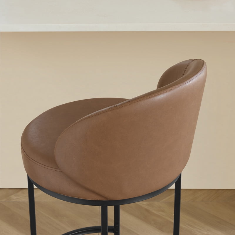 CHITA Upholstered Swivel Counter Bar Stool with Metal Frame and Arched Back
