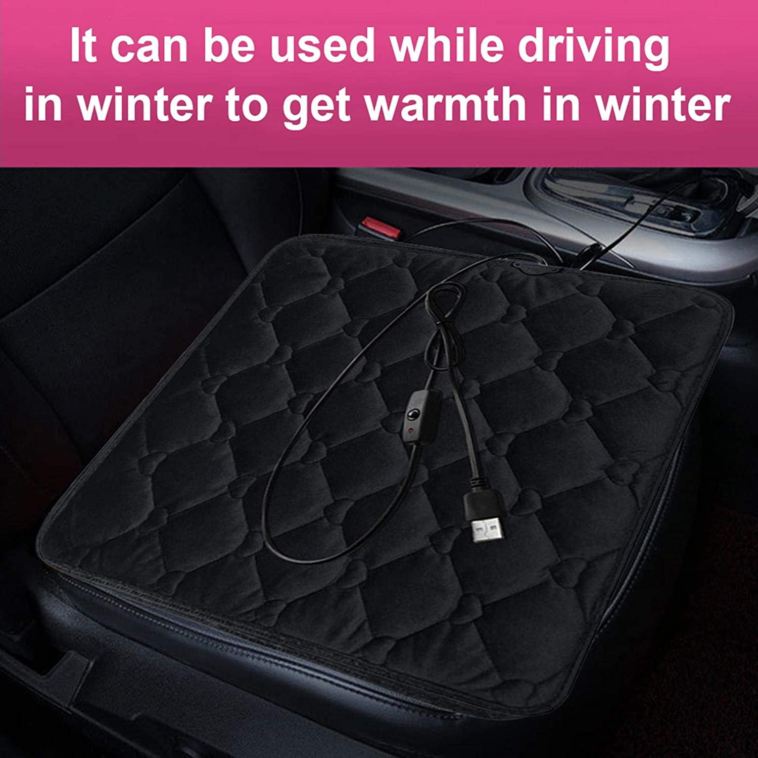 45 X45cm Electric Seat Cushion USB Heated Office Home Car Seat Cushion  Heating Warmer Pads Winter Hot Plush Warm Seat Cover