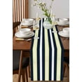 thumbnail image 4 of Yellow Navy Blue Striped Table Runner Cotton Linen 60 Inch Holiday Dresser Scarves, Neutral Minimalist Lines Tablerunner for Kitchen Coffee Dining Bedroom Living Room Dinner Scarf Décor 13''x60'', 4 of 9