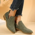 thumbnail image 2 of Oyedens Ankle Boots for Women Fashion Casual Suede Pointed Toe Low Heels Wide Calf Short Booties, 2 of 5