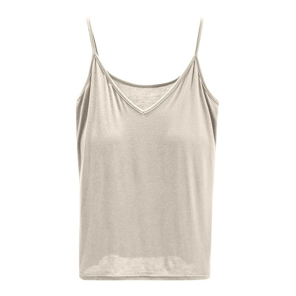 Timegard Womens Tank Tops with Built in Bra V-Neck Comfy Layer Casual Sleeveless Shirts Homewear Camis Top