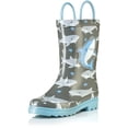thumbnail image 1 of Puddle Play Waterproof Gray Rubber Rain Boots Easy-On Handles - Size 6 Toddler, 1 of 6