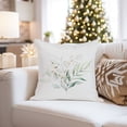 thumbnail image 4 of Ethan Taylor Botanical Throw Pillow Soft Cushion Cover 'Watercolor Leaves II Botanicals Leaf' Modern Pattern Decorative Square Accent Pillow Case, 16x16 Inches, Green, Gold, 4 of 5