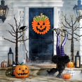 thumbnail image 2 of Gran venta Halloween Wreath Burlaps Jack-o-Lantern Wreath Ghost-Face Door Hanger, 2 of 5