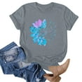 thumbnail image 2 of Outfmvch Women’s Sunflower Butterfly Short Sleeve O-Neck T-Shirt, Z1 Gray, 3XL, 2 of 5