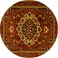 thumbnail image 1 of Ahgly Company Machine Washable Indoor Round Medallion Yellow Traditional Area Rugs, 3' Round, 1 of 4