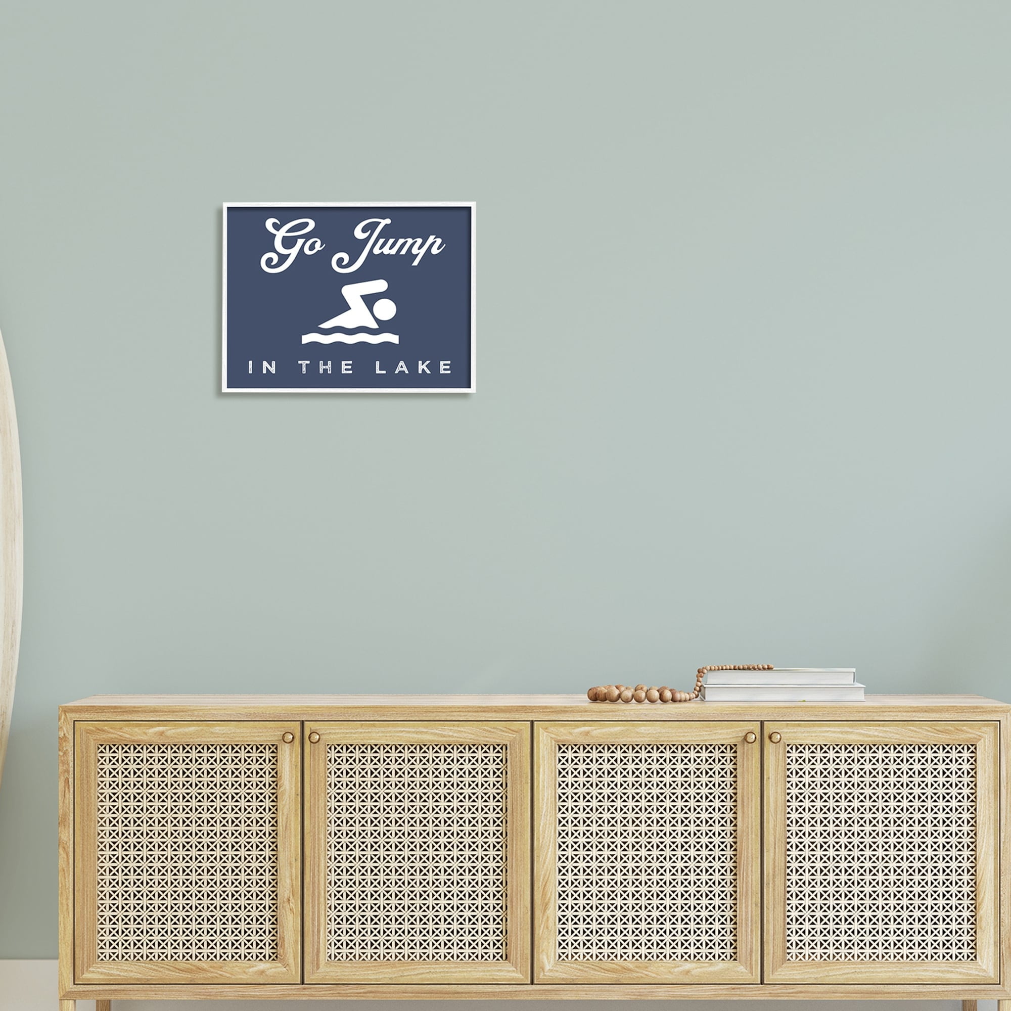Stupell Industries Go Jump in Lake Nautical Swimmer Iconography Sign,20 x 16, Design by Daphne Polselli