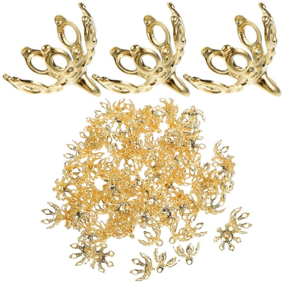 ETHZZLE 100pcs Metal Bead Caps Jewelry Beads Caps Golden for Women Artists