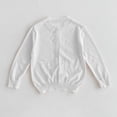 thumbnail image 4 of Girls White Cotton Cardigan | Button Front Long Sleeve Sweater for Kids Kids, Soft Crewneck Knit Top with Ribbed Cuffs,Size 1-2 T, 4 of 7