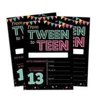 Darling Souvenir Black Birthday Invitation Card 28 Pcs Fill or Write In Blank Invites Printable Party Supplies 5 x 7 Inches