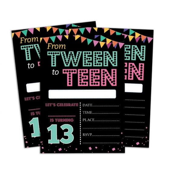 Darling Souvenir Black Birthday Invitation Card 28 Pcs Fill or Write In Blank Invites Printable Party Supplies 5 x 7 Inches