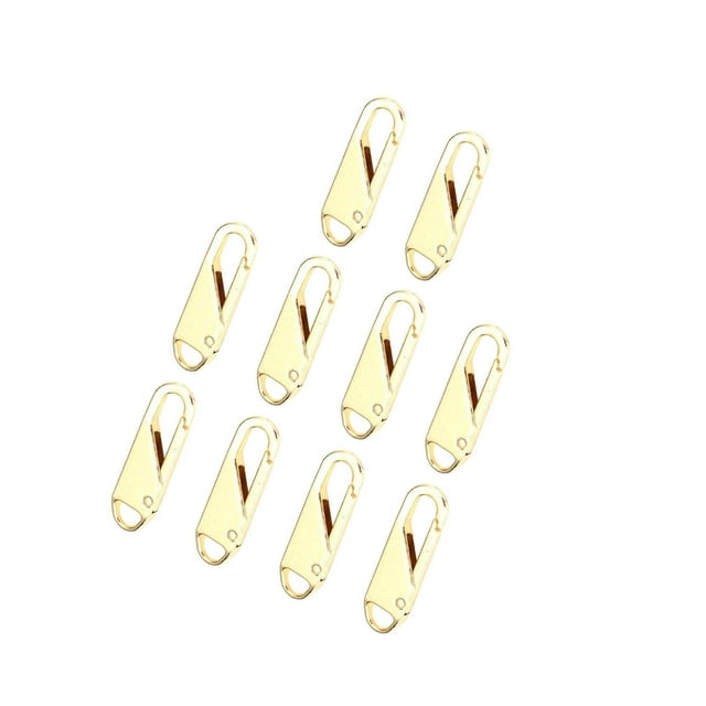 10 Pcs Zipper Pull Replacement Metal Zipper zipper slider backpacks fix Gripper Fixer Tabs Golden