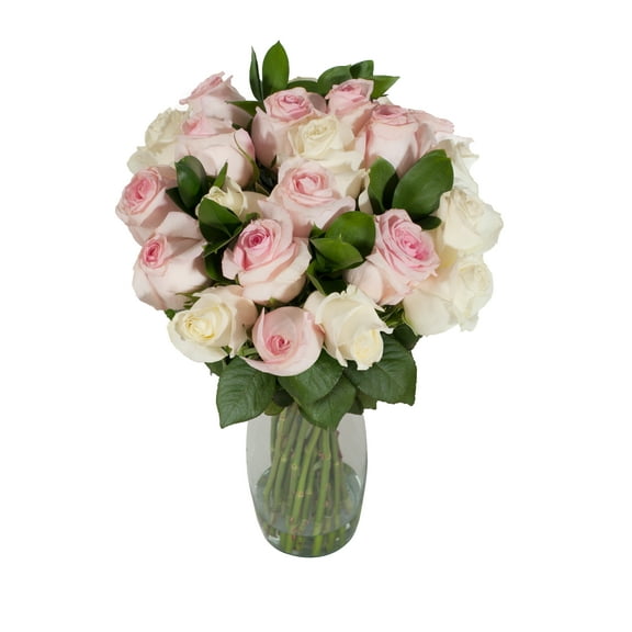 Deluxe Hopeless Romantic Pink & White Rose Bouquet, Farm Direct Fresh Cut Flowers by Bloomingmore