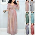 thumbnail image 4 of CENL Women Shiny Long Maxi Dress Cocktail Evening Party Pleated Hem Prom Ball Gown, 4 of 8