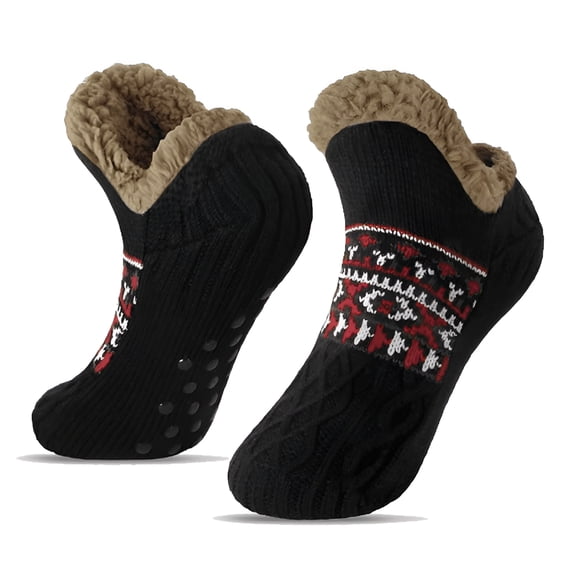 OQRKI Mens Slipper Socks: Winter Warm Fuzzy Socks, Thermal Cozy Non Slip Socks Fleece Home Socks, 1 Pair