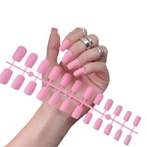 RAGUPEL 24Pcs Glue on Nails for Women,Pink Extra Short Press on Nails,Matte Surface Nail Press Ons,Stick on Nails for Daily Life,Style3